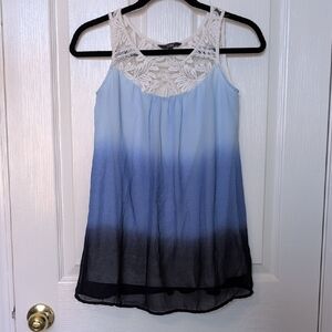 Chic Ombre Lace Blouse in Blue and Black